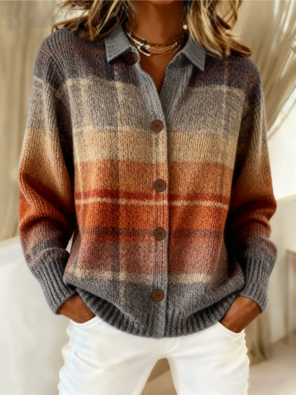 Edith | Chaqueta de punto a cuadros con degradado elegante
