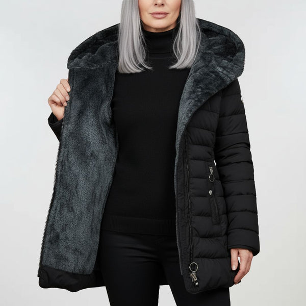 Amparo | Abrigo impermeable acolchado con capucha