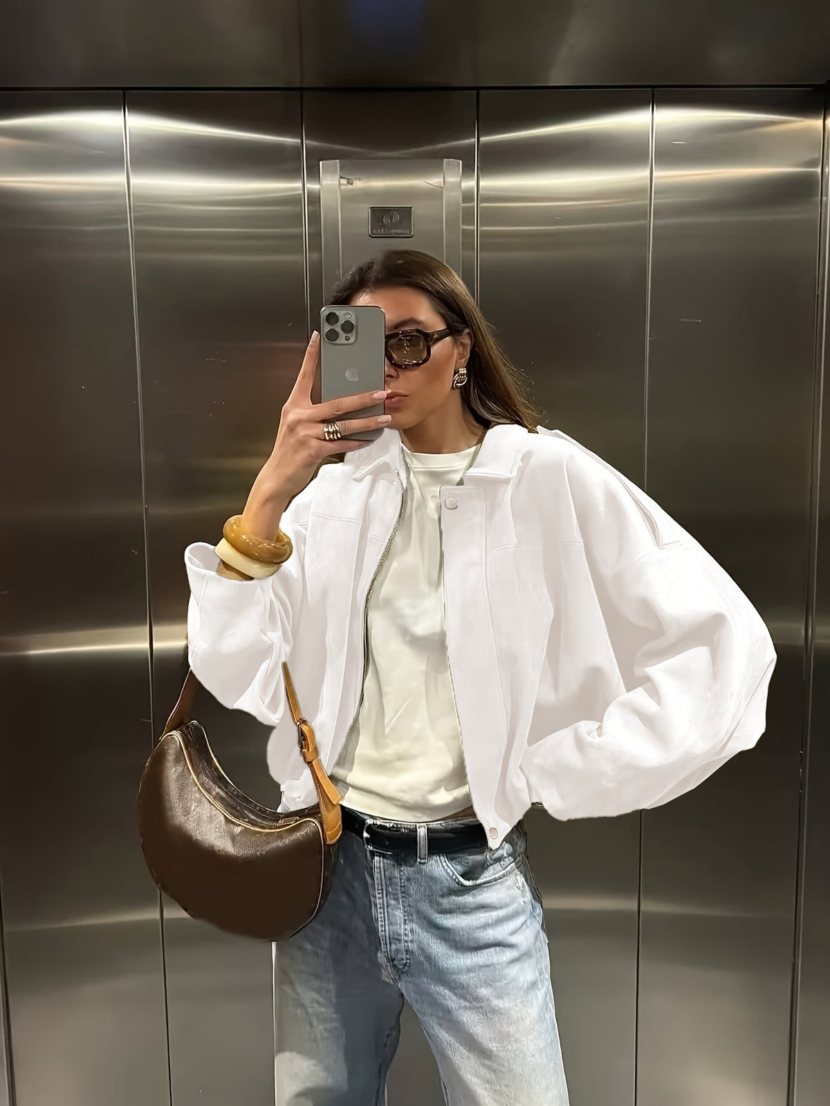 Judith | Chaqueta retro de antelina con botones metálicos