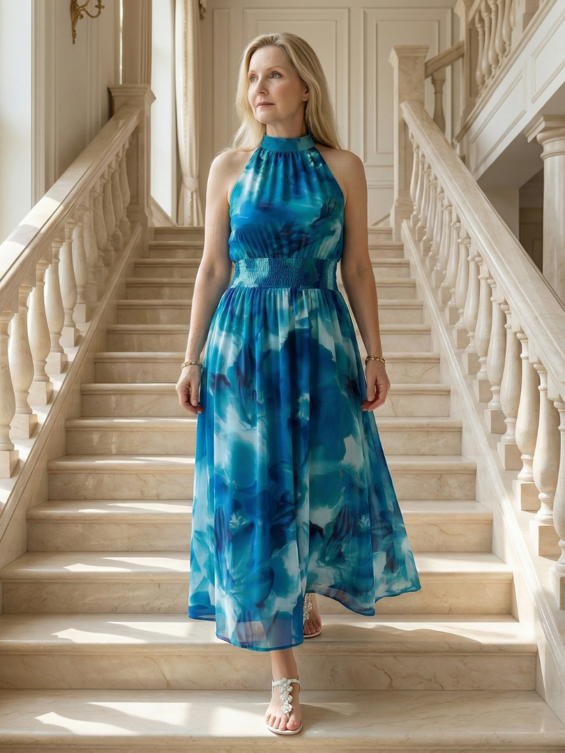Claudia | Vestido Midi Halter Fruncido