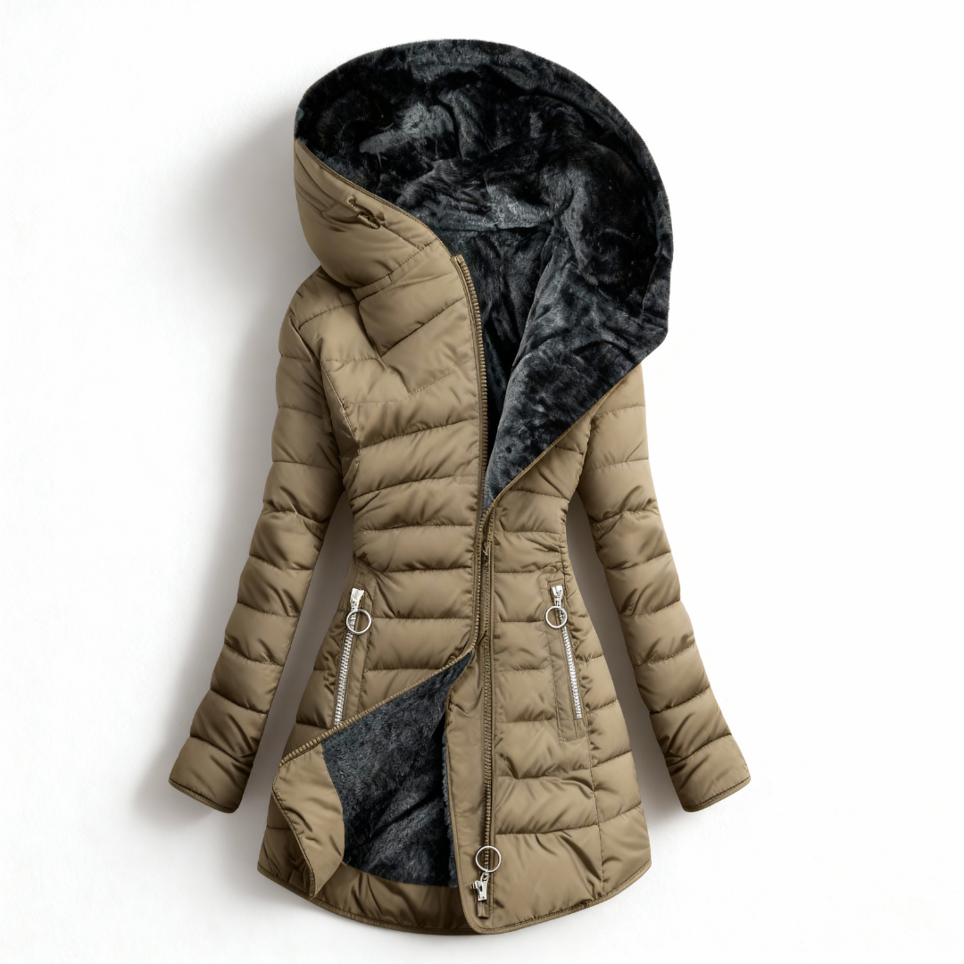Amparo | Abrigo impermeable acolchado con capucha