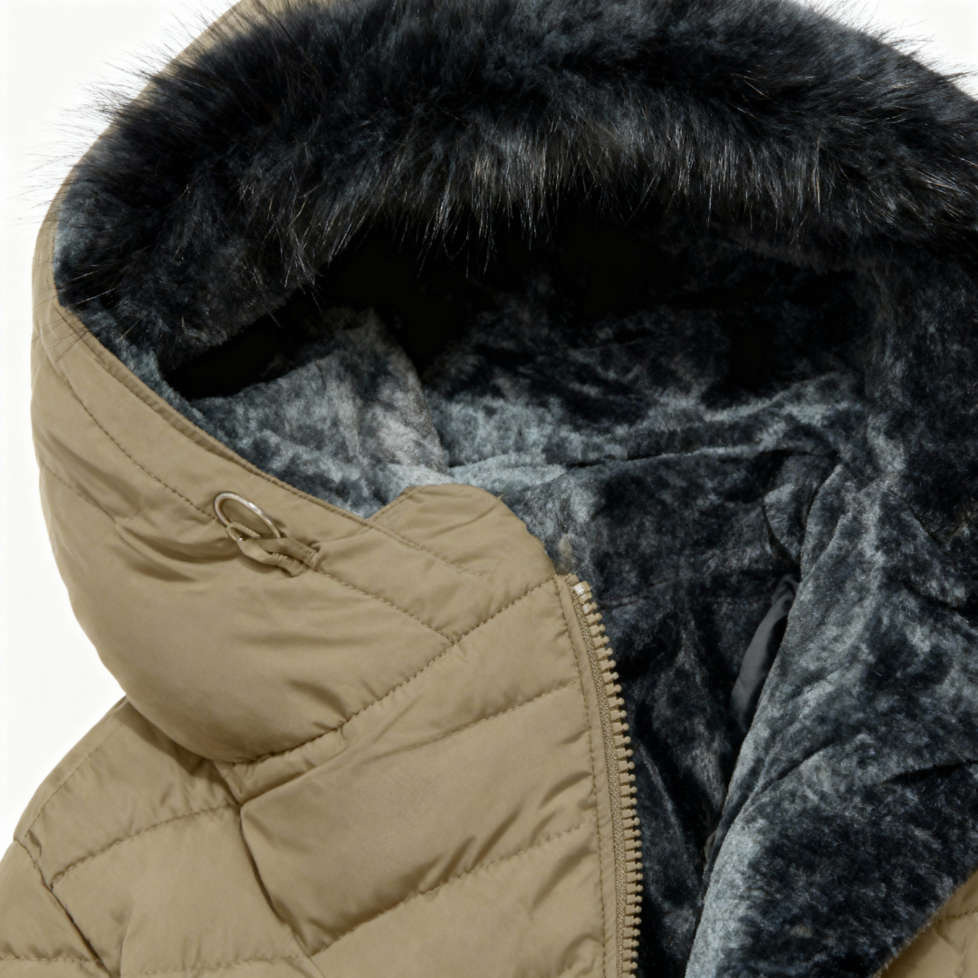 Amparo | Abrigo impermeable acolchado con capucha