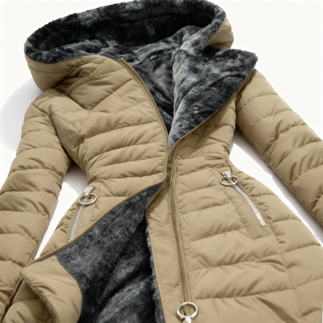 Amparo | Abrigo impermeable acolchado con capucha