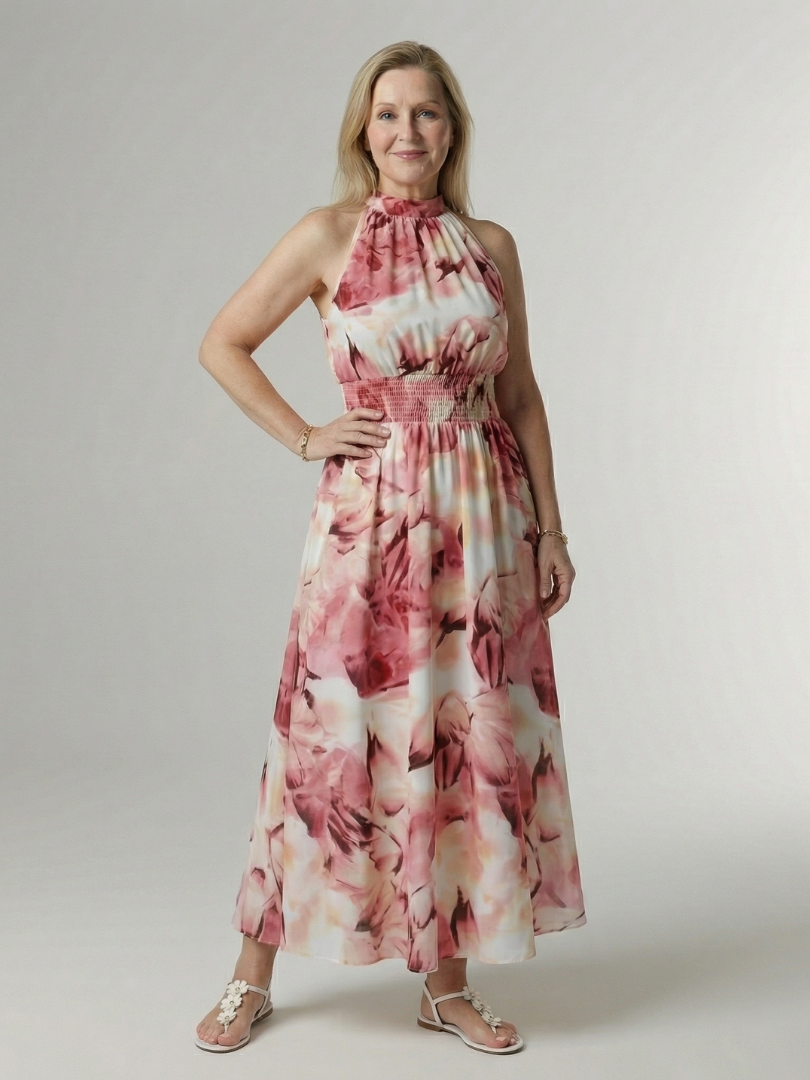Claudia | Vestido Midi Halter Fruncido