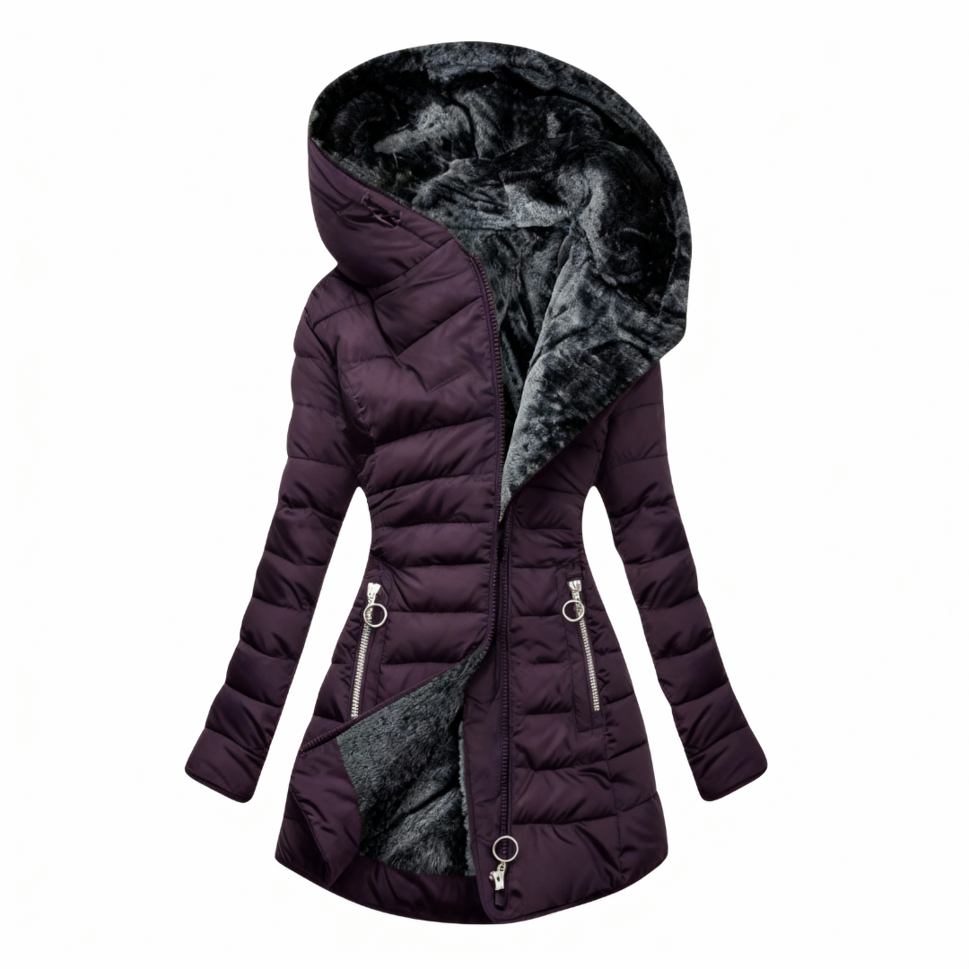 Amparo | Abrigo impermeable acolchado con capucha