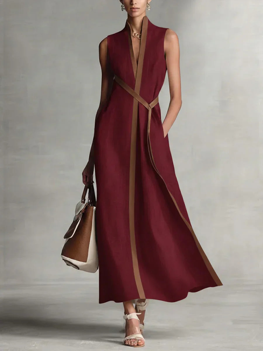 Maite | Vestido de lino ligero con cuello mao