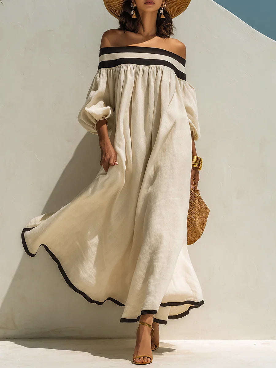 Diana | Vestido maxi de hombros descubiertos y corte holgado