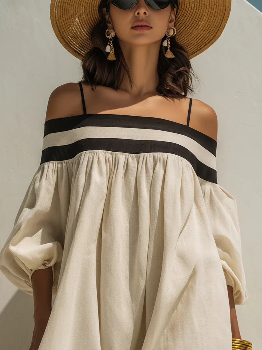 Diana | Vestido maxi de hombros descubiertos y corte holgado