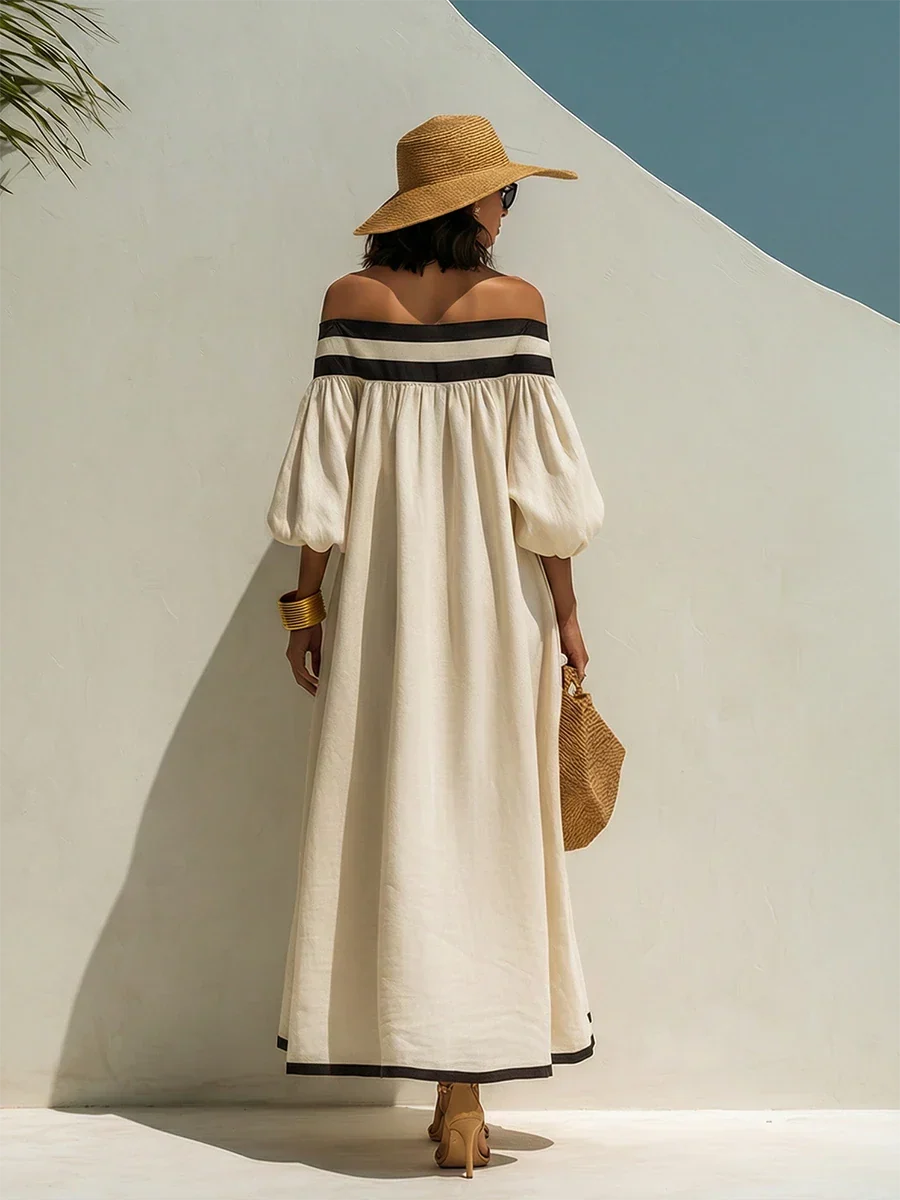 Diana | Vestido maxi de hombros descubiertos y corte holgado