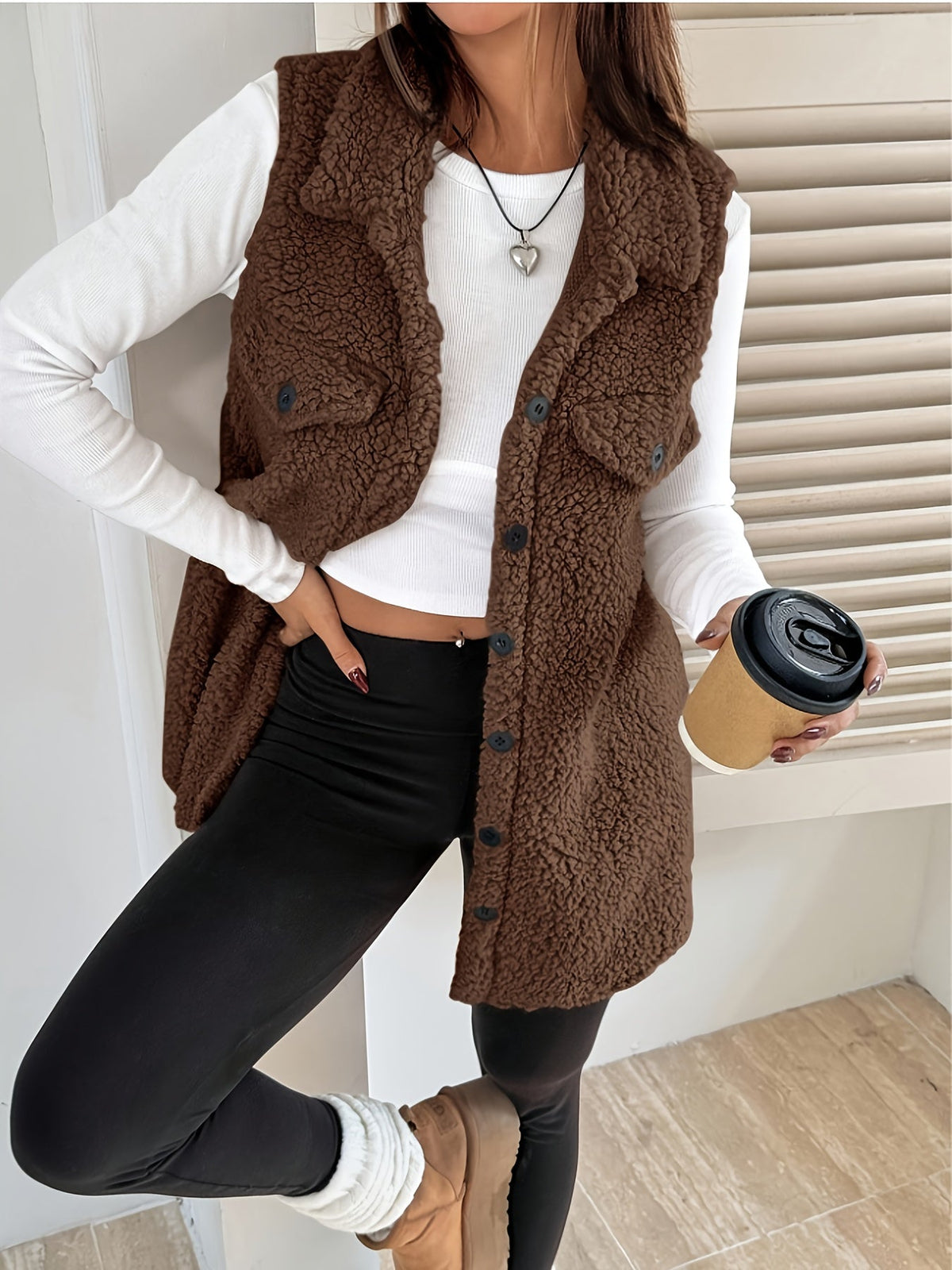 Manuela | Chaleco largo estilo blazer sin mangas