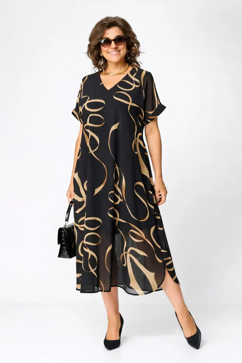 Lara | Vestido midi elegante y confortable con escote en V
