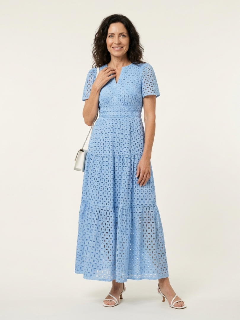 Paula | Vestido Midi Escalonado Escote en V