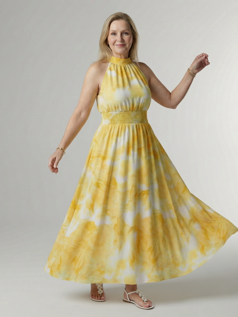 Claudia | Vestido Midi Halter Fruncido