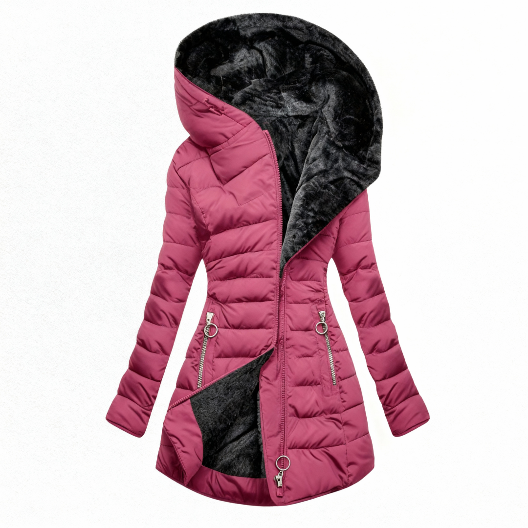 Amparo | Abrigo impermeable acolchado con capucha
