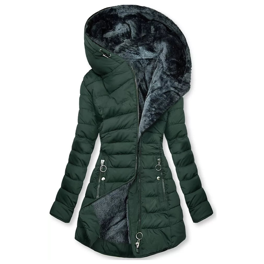 Amparo | Abrigo impermeable acolchado con capucha