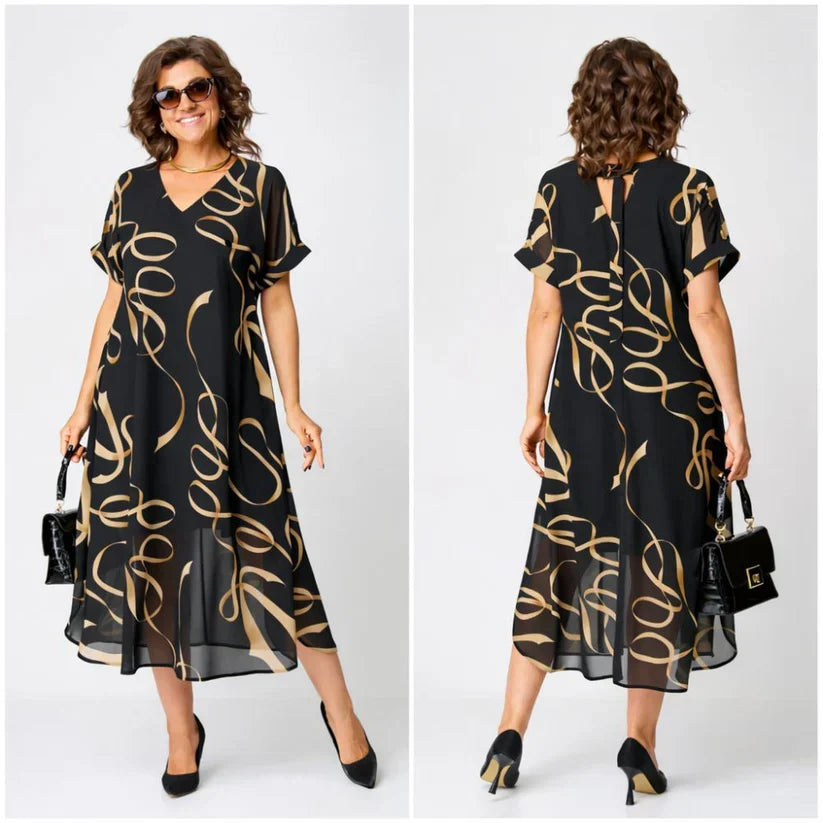 Lara | Vestido midi elegante y confortable con escote en V