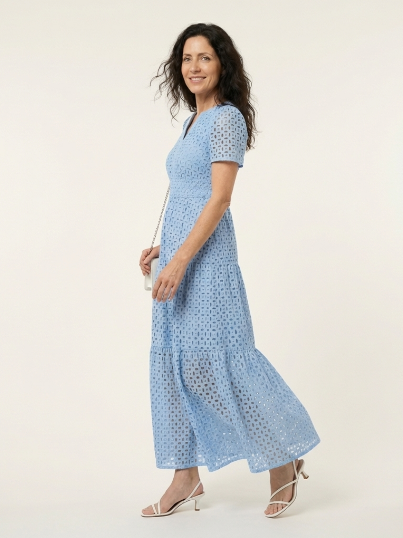 Paula | Vestido Midi Escalonado Escote en V