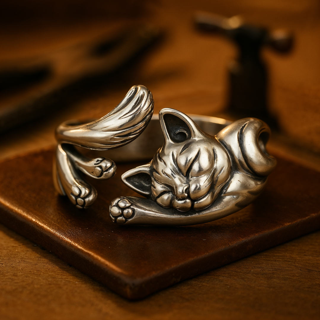 Marianne | Elegante anillo vintage adornado con un motivo de gato