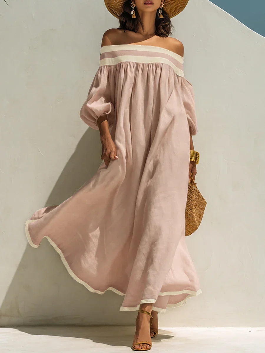 Diana | Vestido maxi de hombros descubiertos y corte holgado