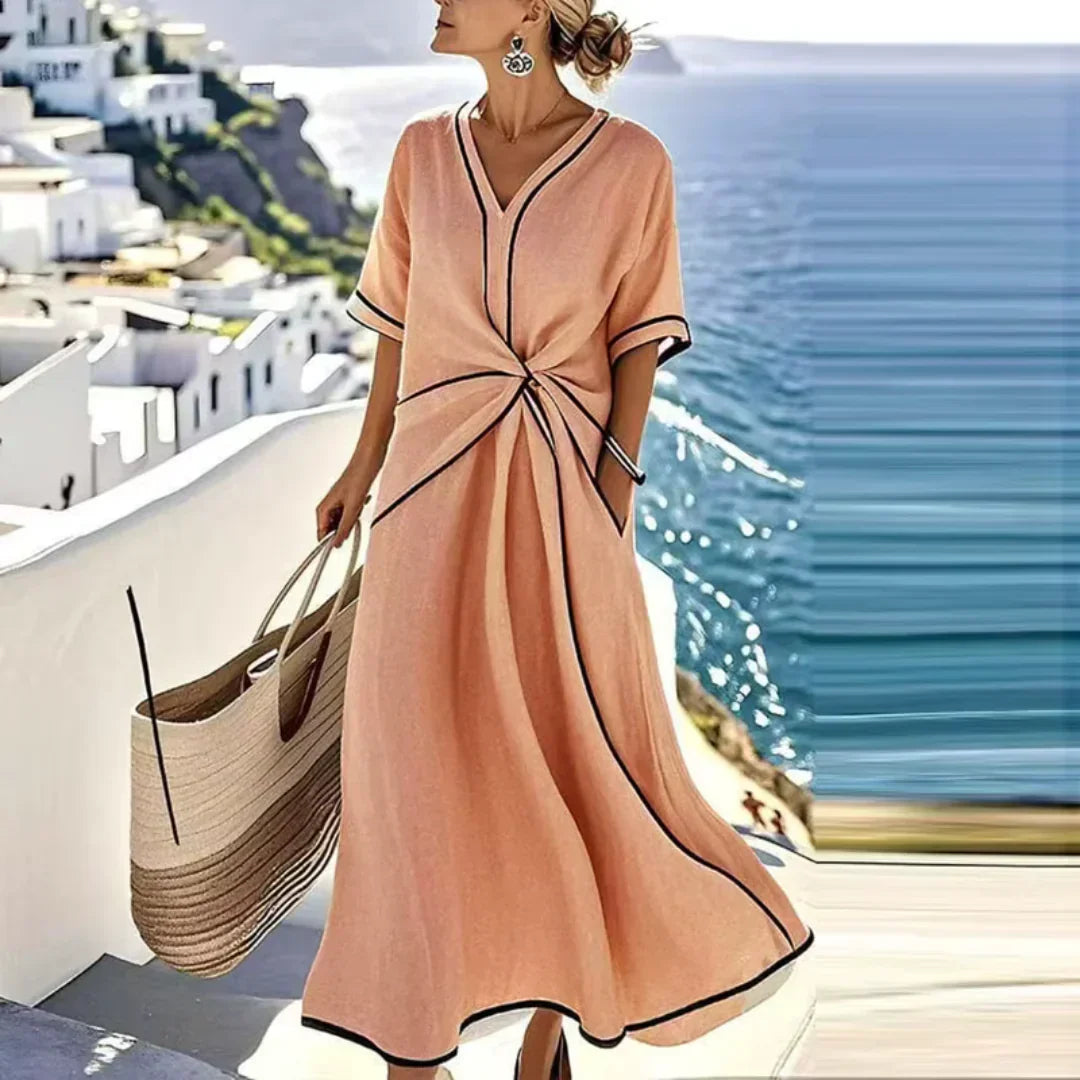 Laia | Vestido favorecedor con escote en V y cintura drapeada