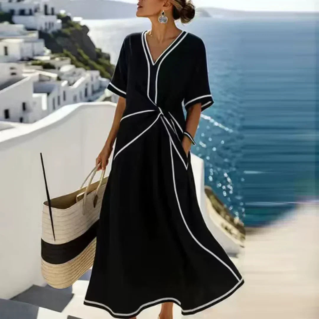 Laia | Vestido favorecedor con escote en V y cintura drapeada