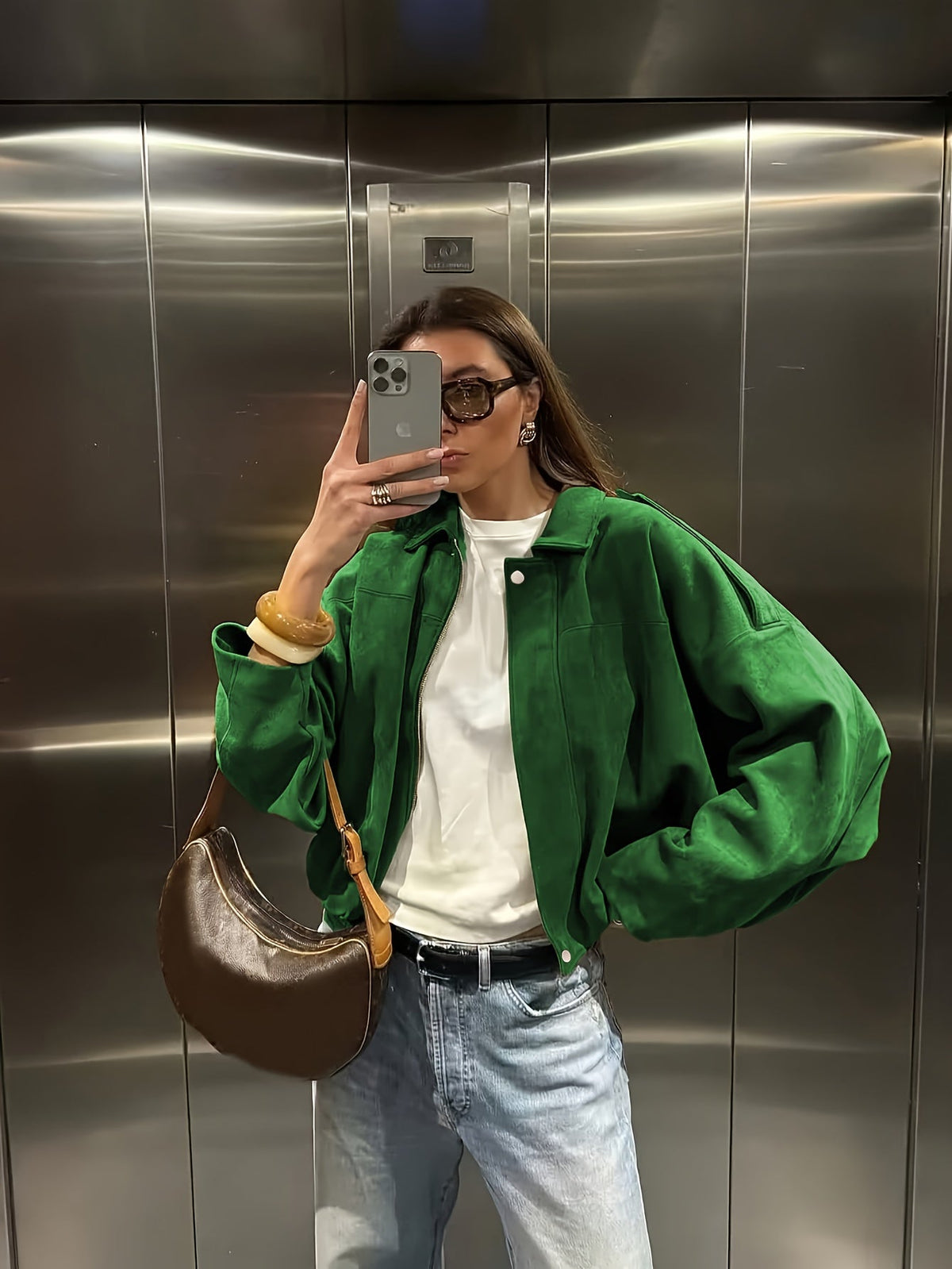 Judith | Chaqueta retro de antelina con botones metálicos