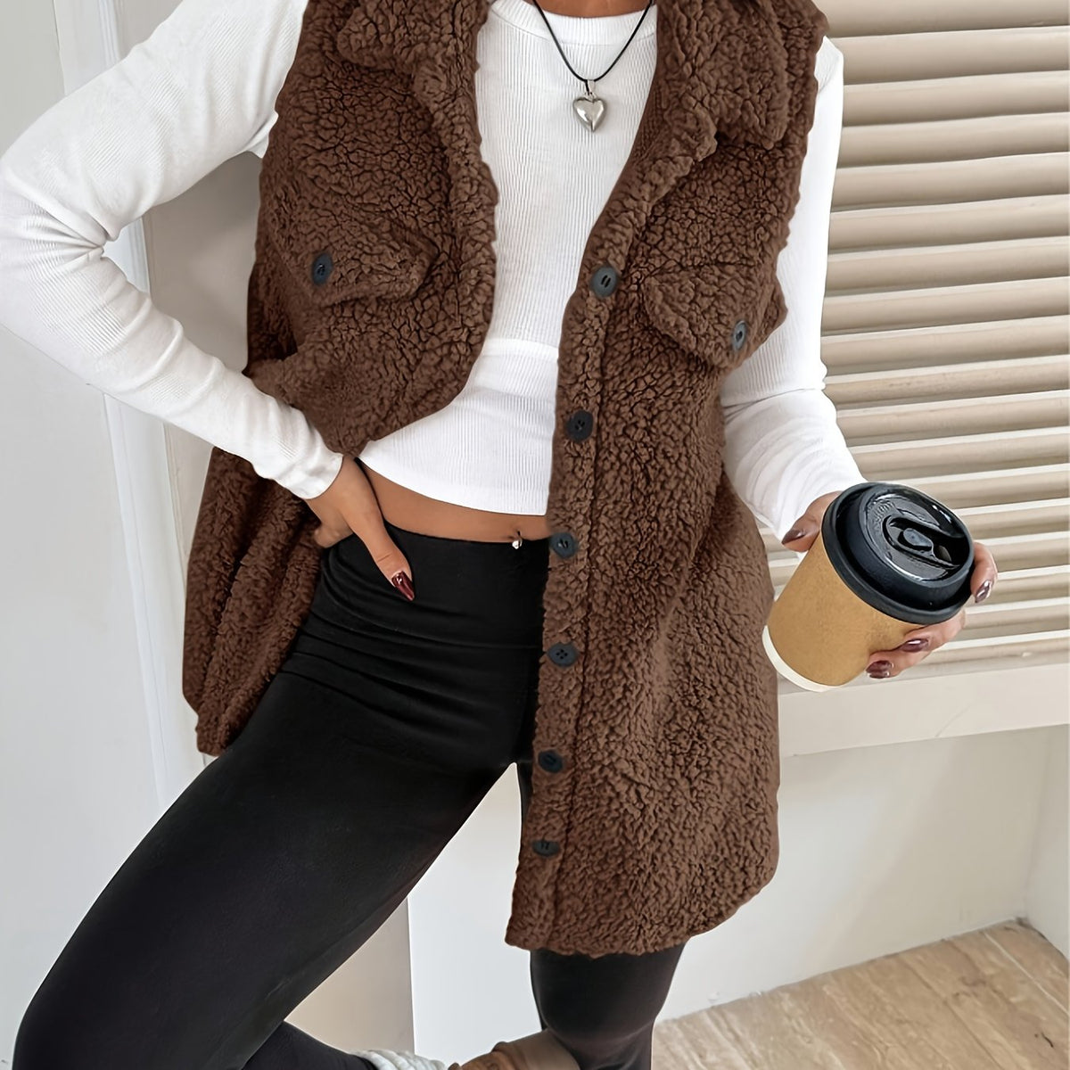 Manuela | Chaleco largo estilo blazer sin mangas