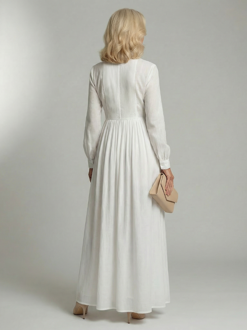 Blanca | Vestido Maxi Manga Larga con Bolsillos