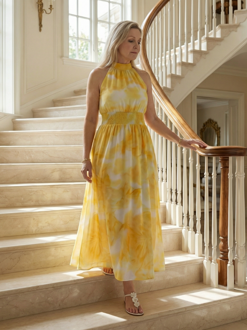 Claudia | Vestido Midi Halter Fruncido