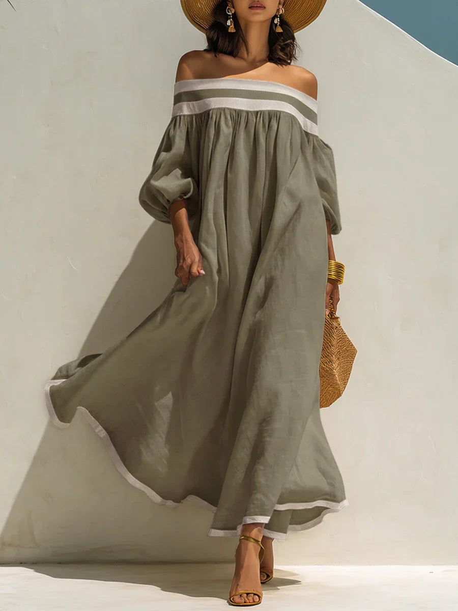 Diana | Vestido maxi de hombros descubiertos y corte holgado