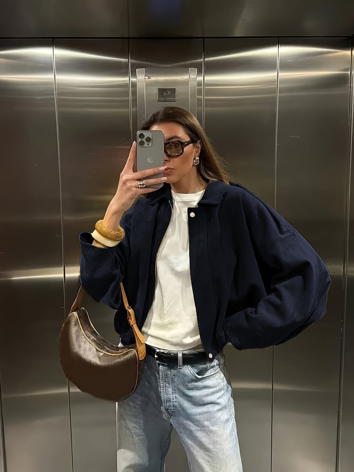 Judith | Chaqueta retro de antelina con botones metálicos