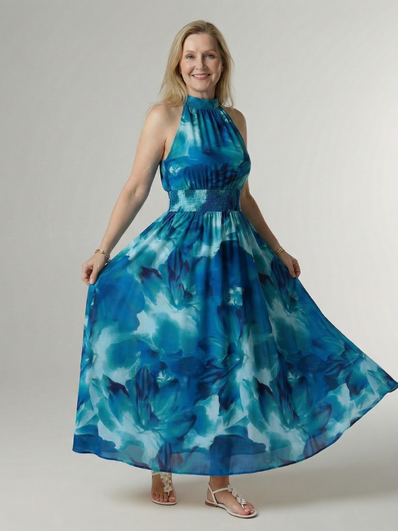 Claudia | Vestido Midi Halter Fruncido