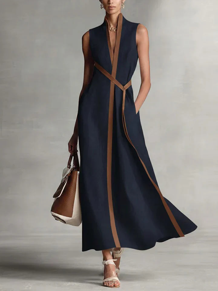 Maite | Vestido de lino ligero con cuello mao