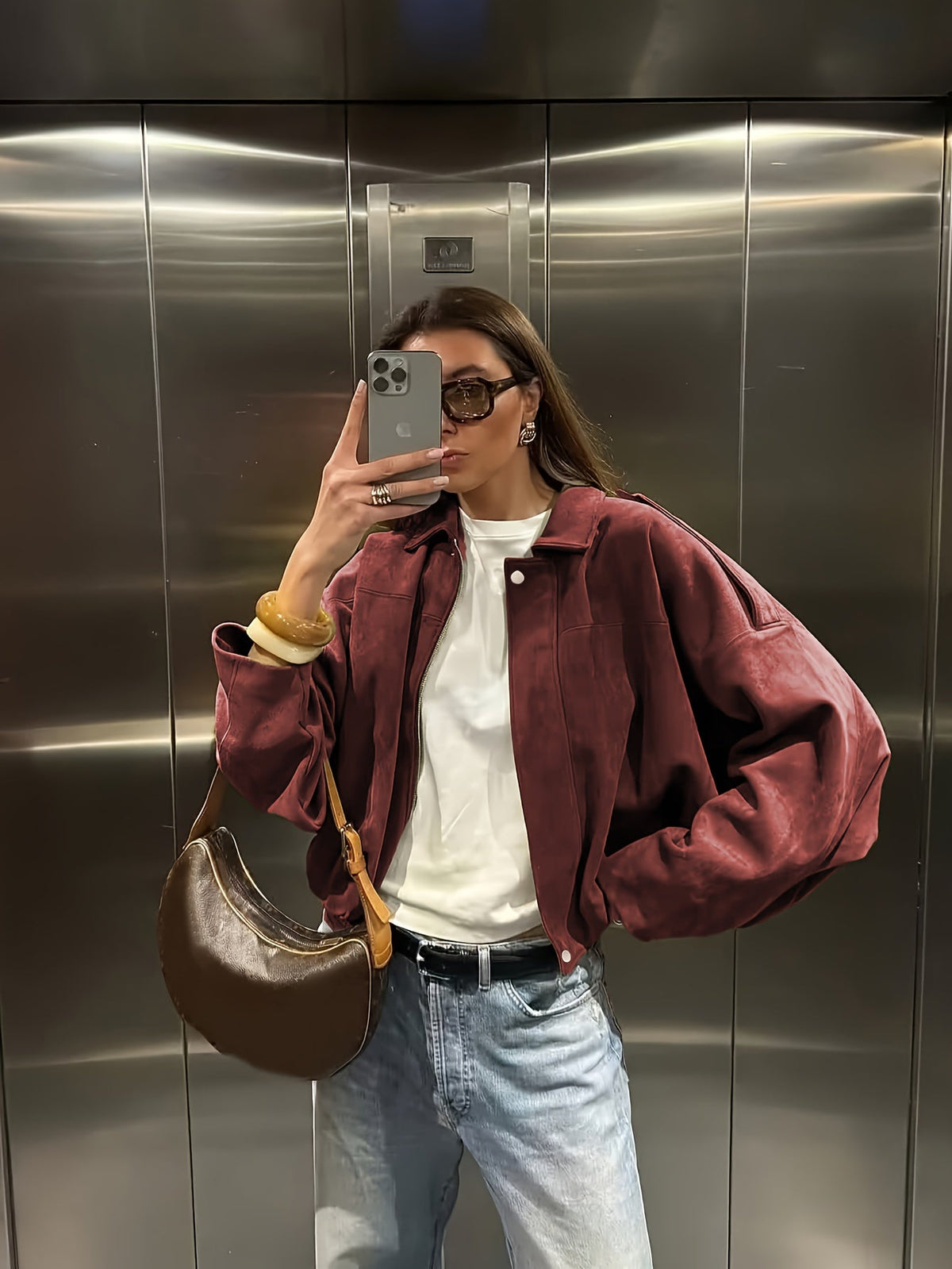 Judith | Chaqueta retro de antelina con botones metálicos