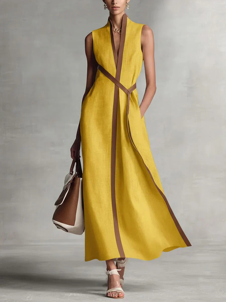 Maite | Vestido de lino ligero con cuello mao