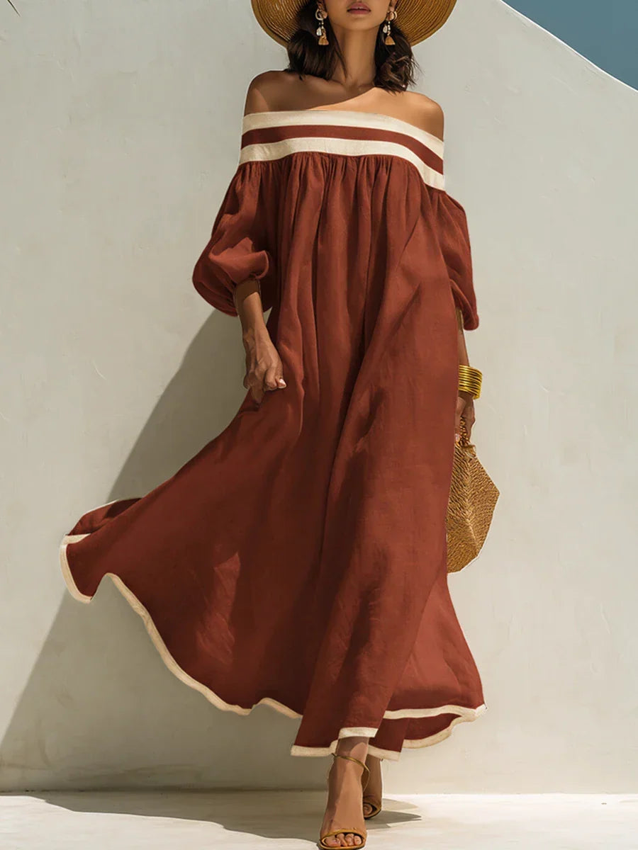 Diana | Vestido maxi de hombros descubiertos y corte holgado