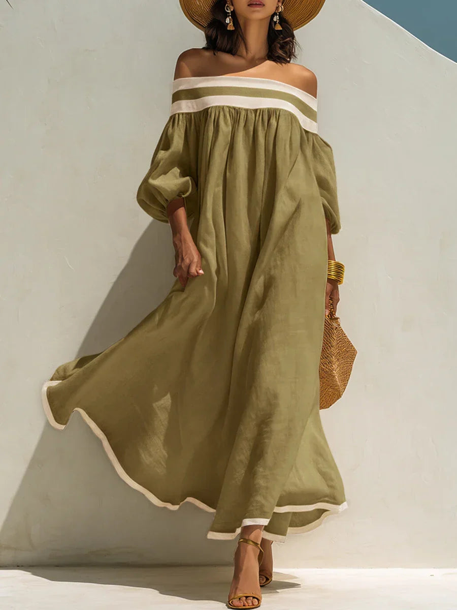 Diana | Vestido maxi de hombros descubiertos y corte holgado