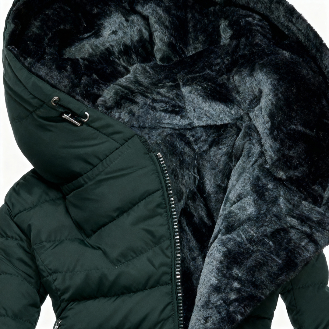 Amparo | Abrigo impermeable acolchado con capucha