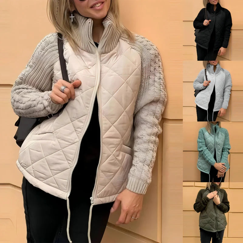 Matilde | Chaqueta acolchada de punto con efecto patchwork