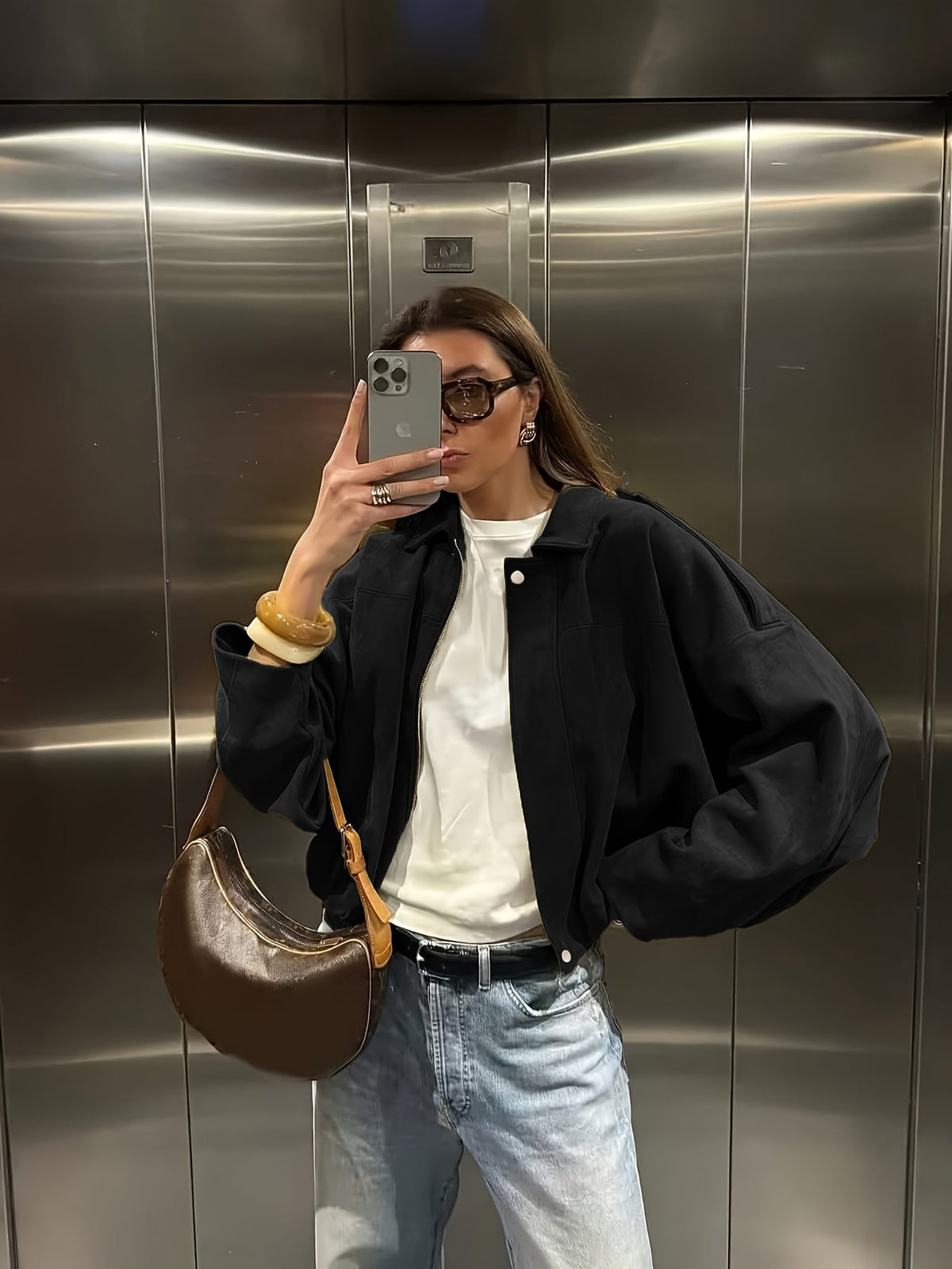 Judith | Chaqueta retro de antelina con botones metálicos