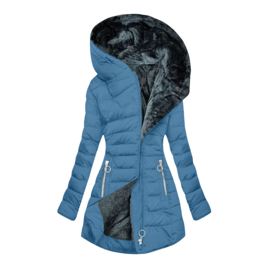 Amparo | Abrigo impermeable acolchado con capucha