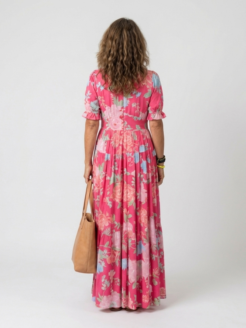 Carla | Vestido Midi Floral Manga Corta