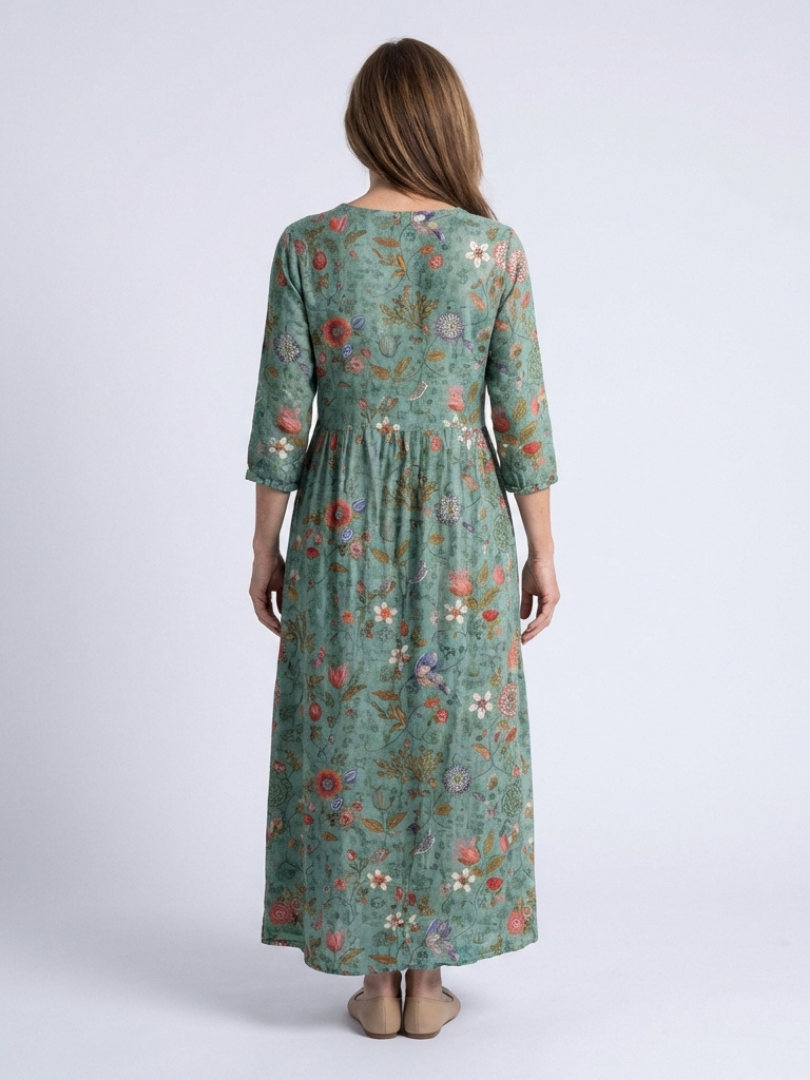 Noelia | Vestido Maxi Floral Manga Tres Cuartos