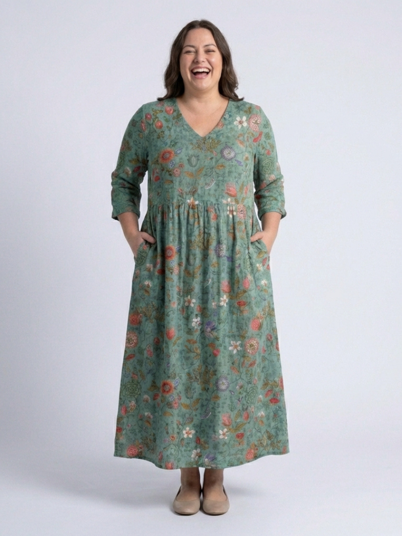 Noelia | Vestido Maxi Floral Manga Tres Cuartos