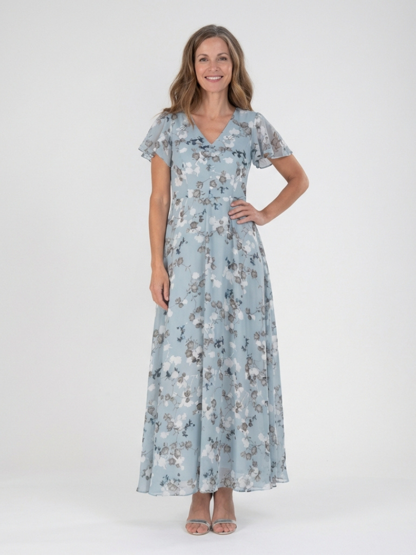 Celia | Vestido Maxi de Gasa Floral