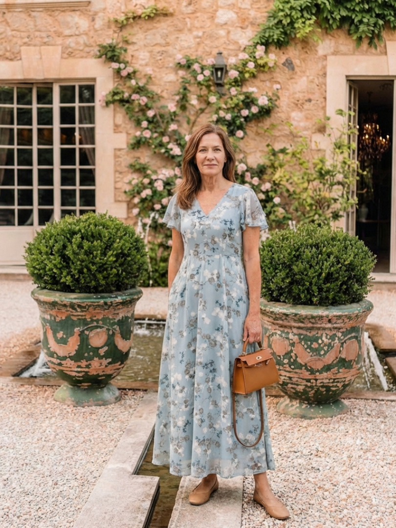 Celia | Vestido Maxi de Gasa Floral