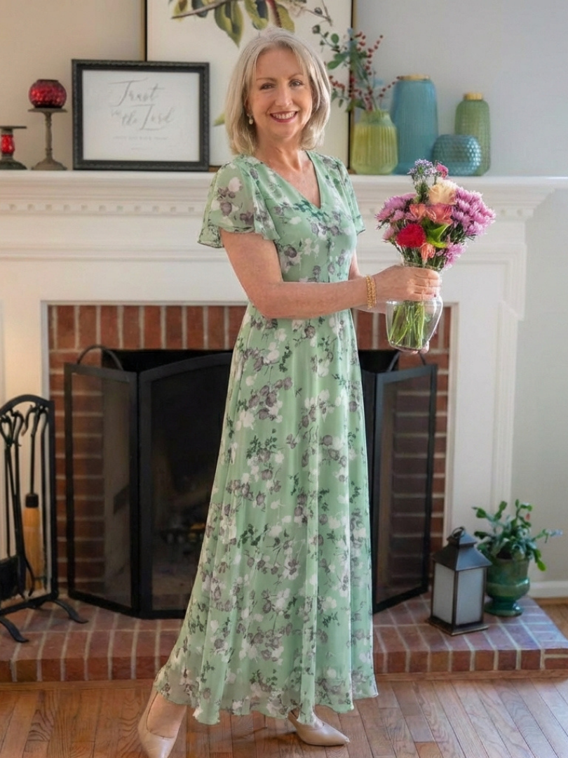 Celia | Vestido Maxi de Gasa Floral