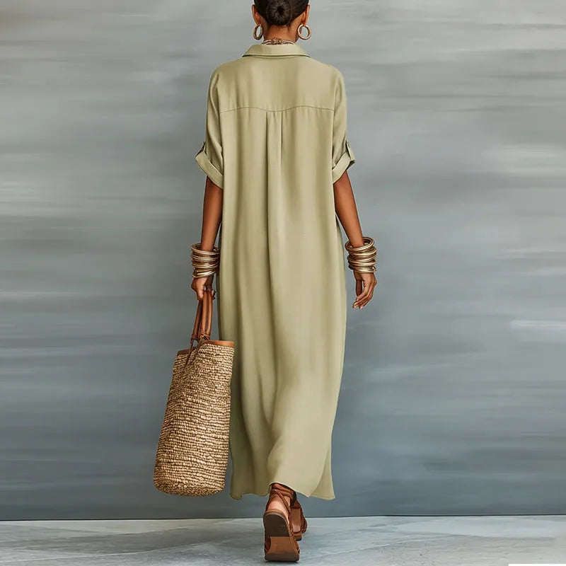 Regina | Vestido camisero largo con botones
