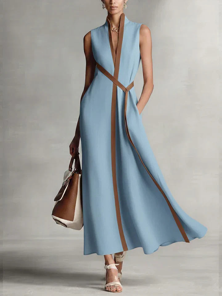 Maite | Vestido de lino ligero con cuello mao