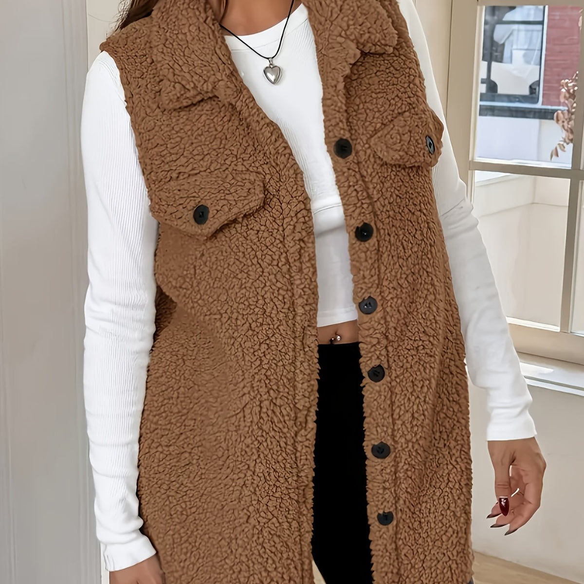 Manuela | Chaleco largo estilo blazer sin mangas